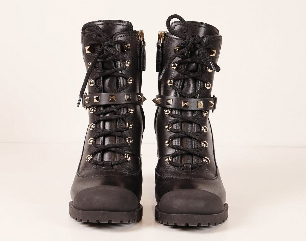 Black Heeled Combat Boots (5.5)
