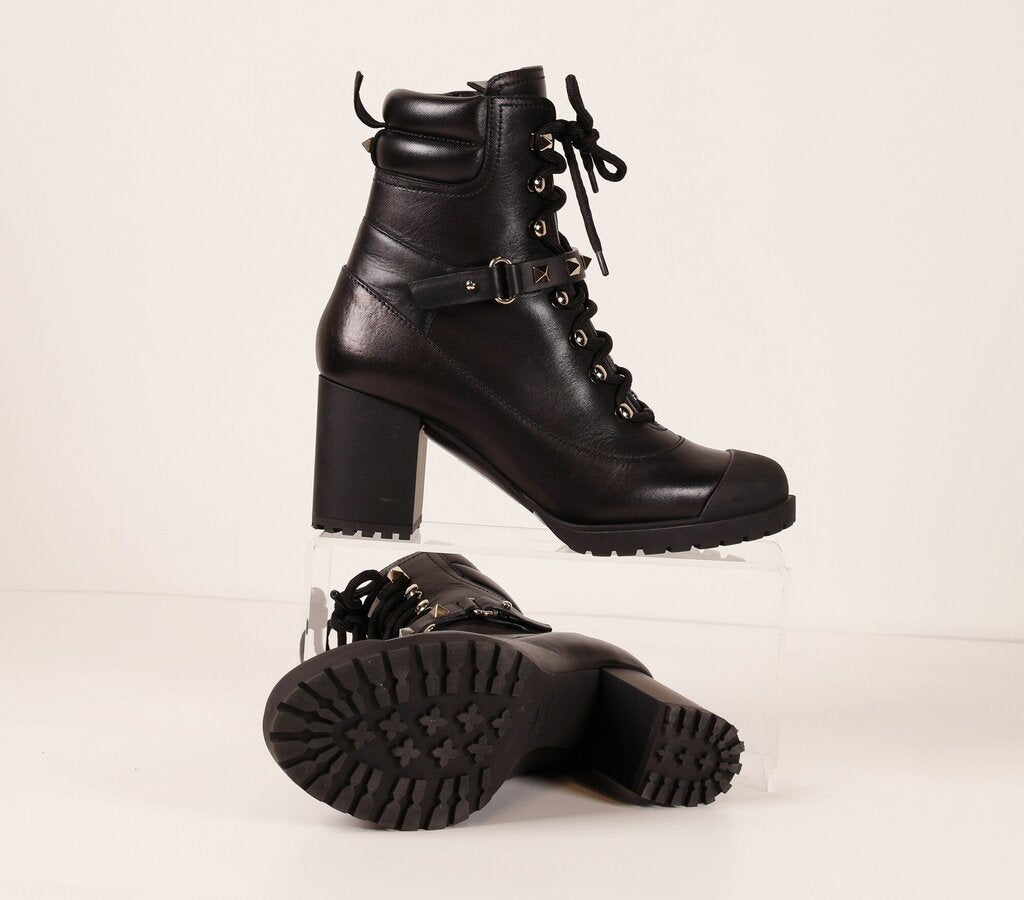 Black Heeled Combat Boots (5.5)