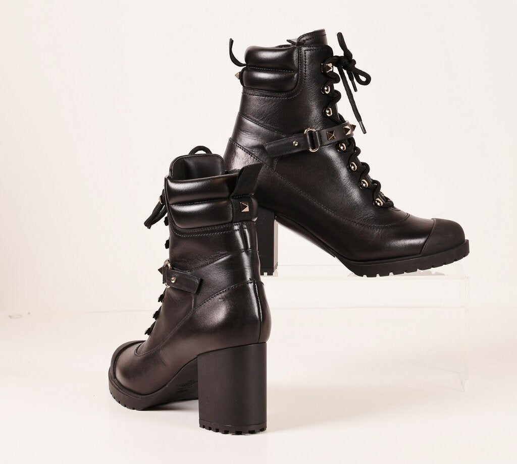Black Heeled Combat Boots (5.5)