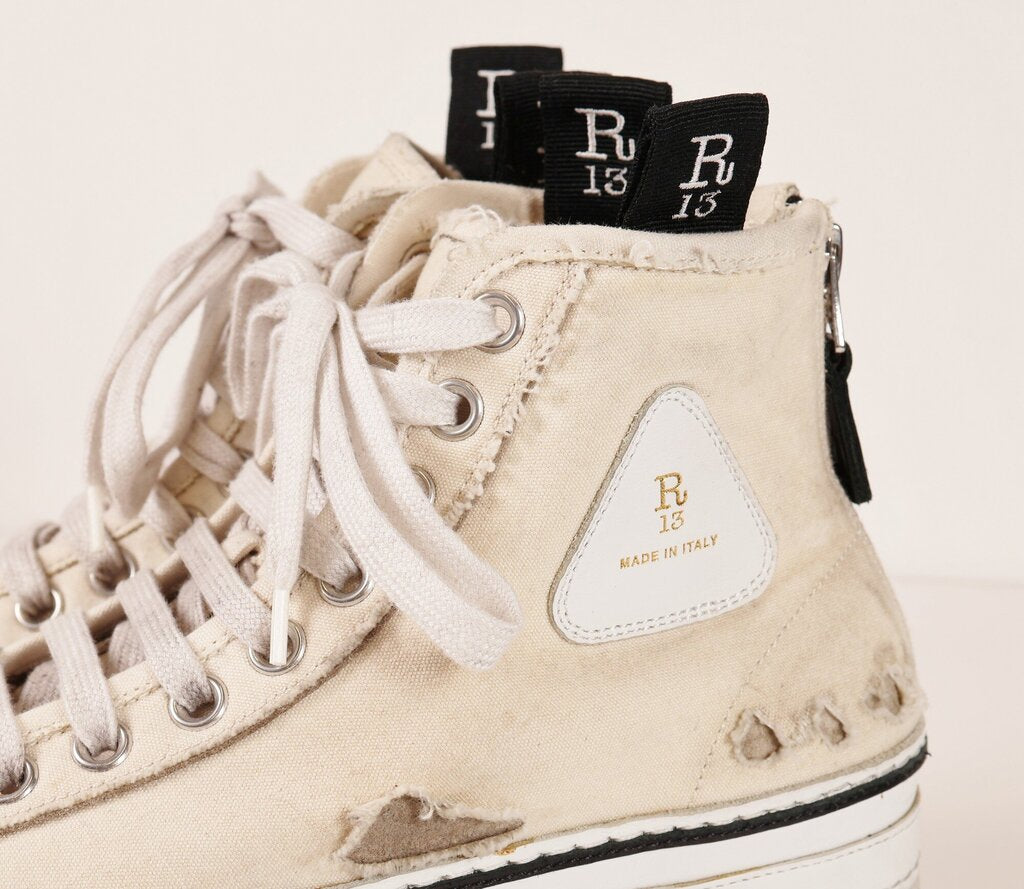 (7) Cream Distressed Platform Sneakers