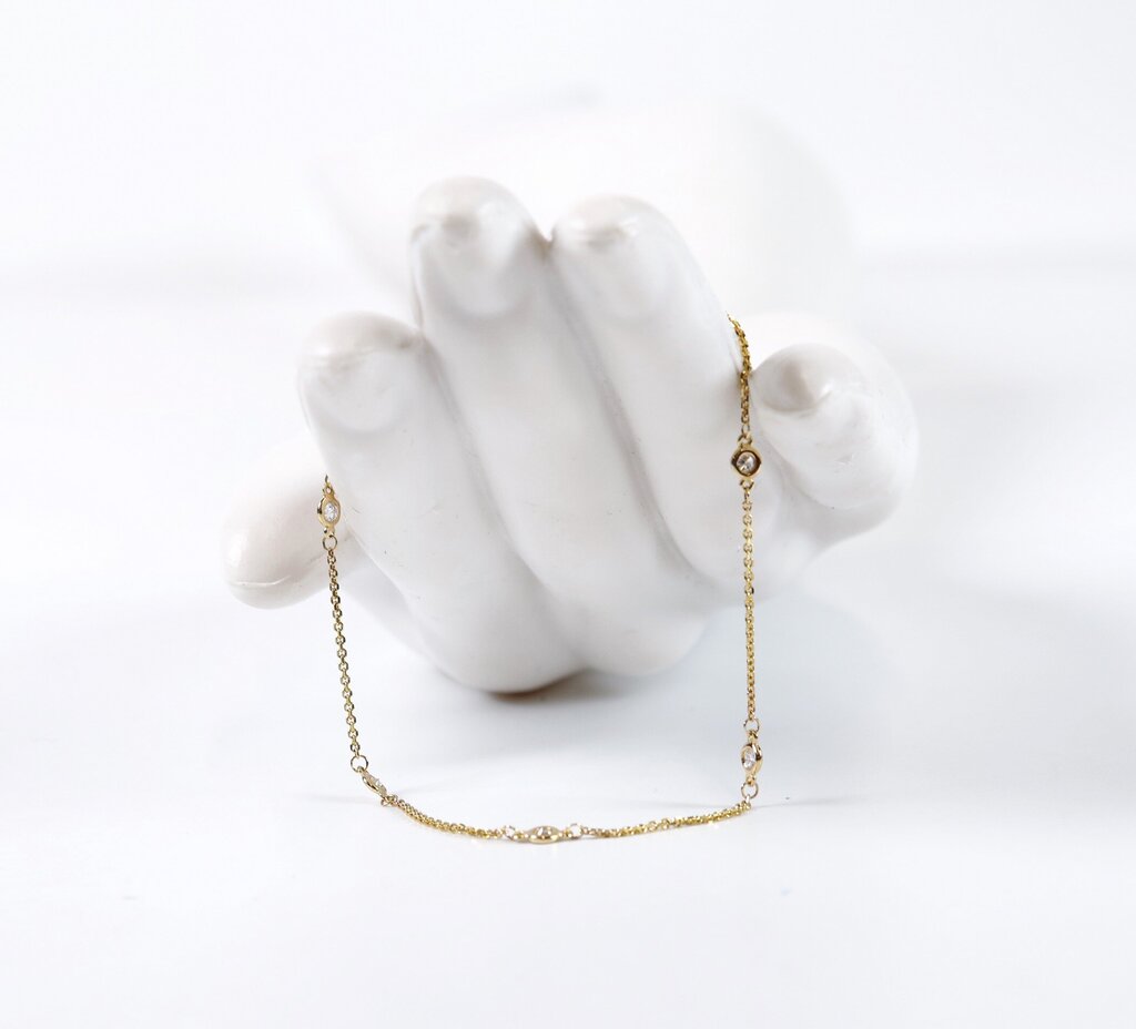 14K and Diamond Station Bracelet