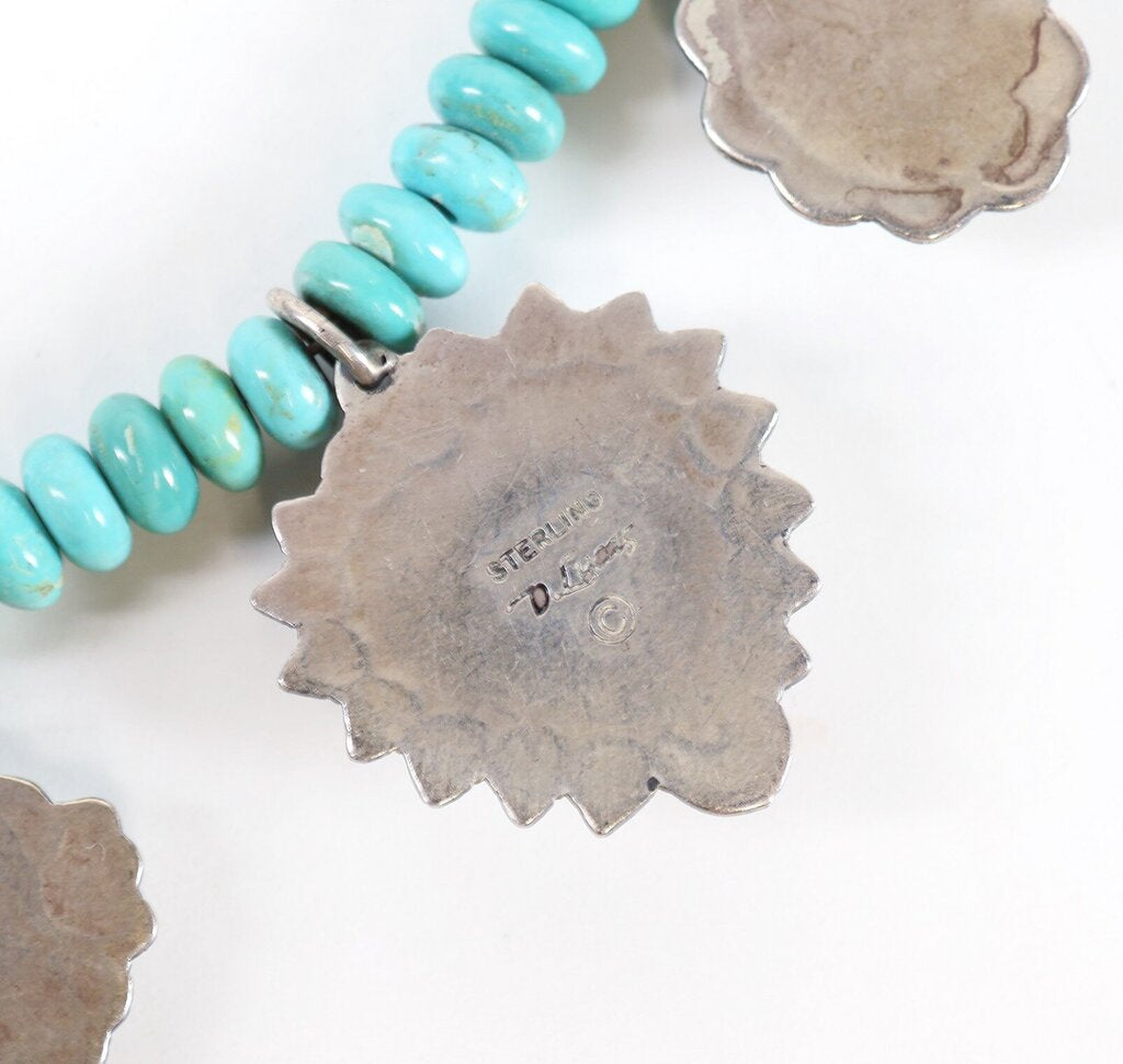 Sterling Turquoise and Dyed Spiny Oyster Necklace