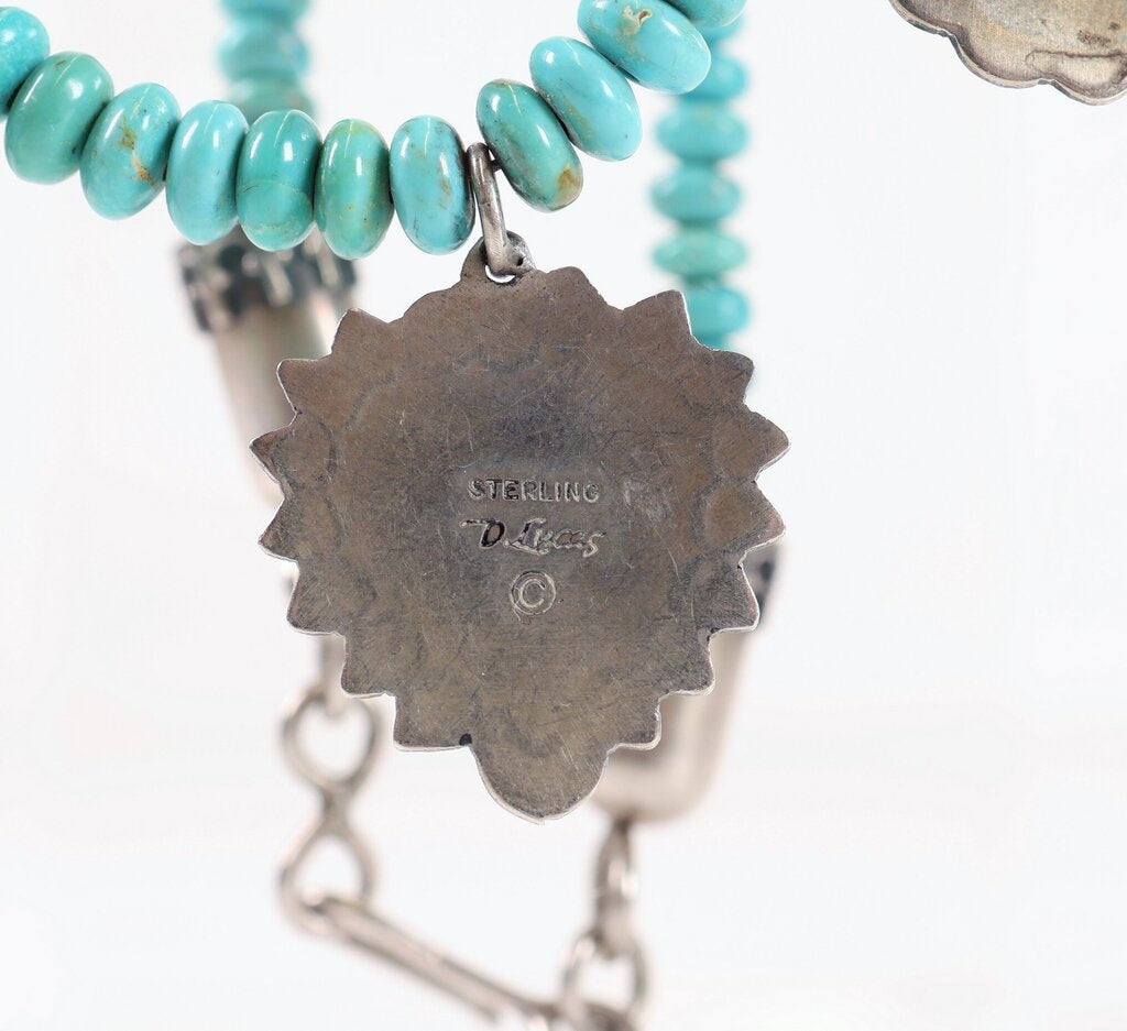 Sterling Turquoise and Dyed Spiny Oyster Necklace