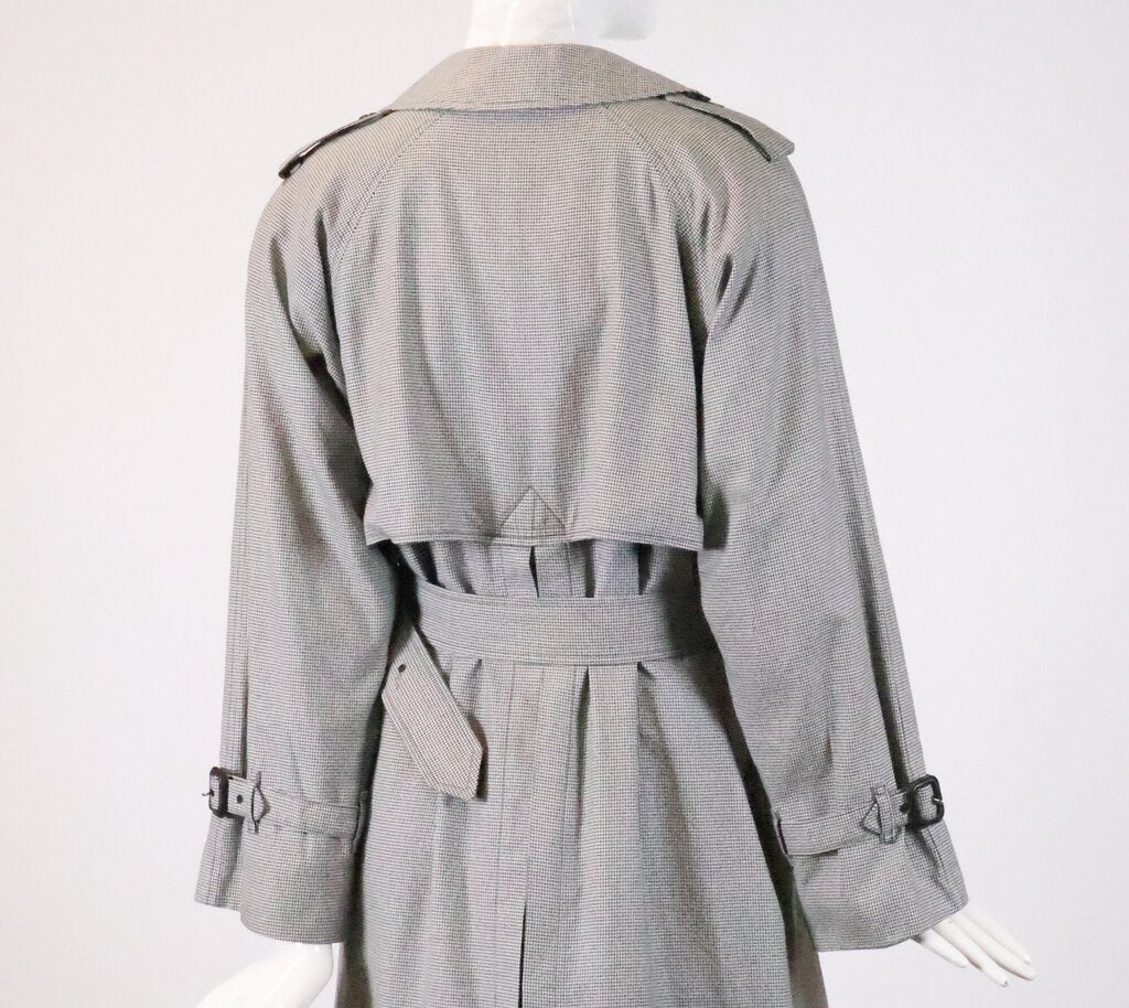 Black and White Houndstooth Trench Coat (S)