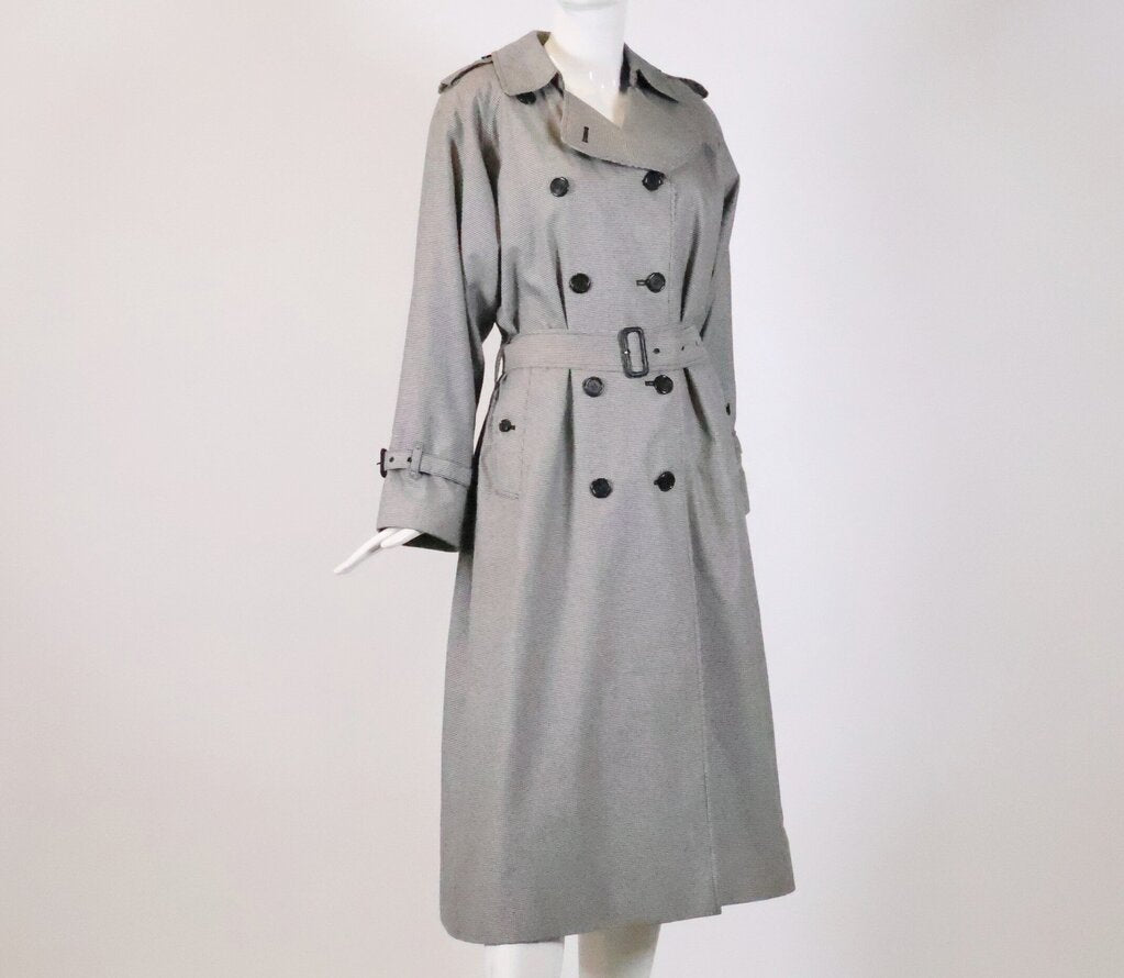 Black and White Houndstooth Trench Coat (S)