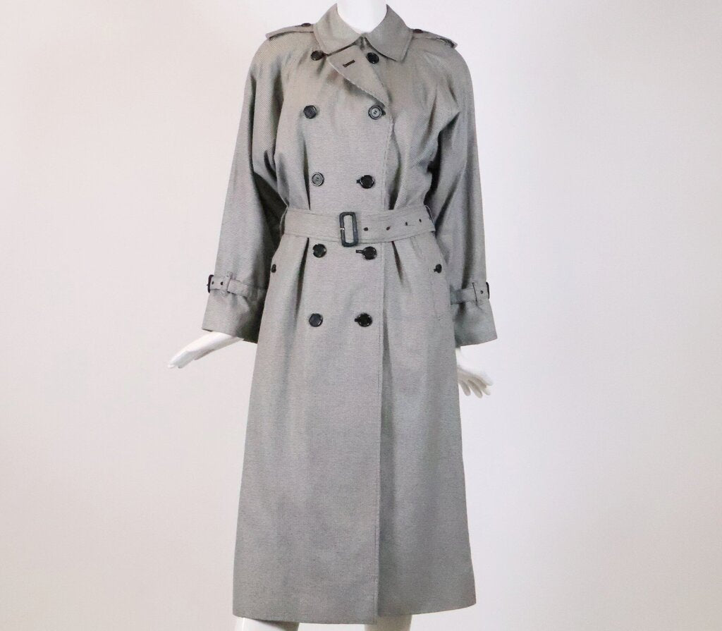 Black and White Houndstooth Trench Coat (S)