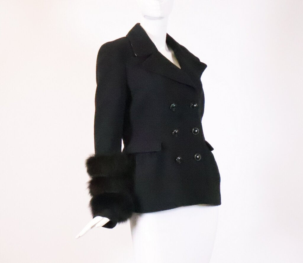 Black Fur Sleeve Jacket (M)