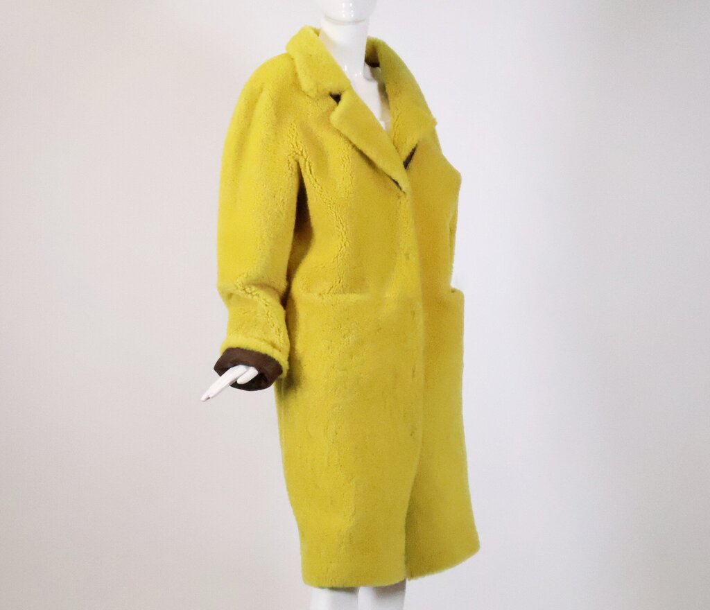 Oversized Yellow Shearling Trench (M)