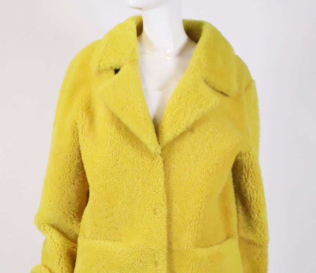 Oversized Yellow Shearling Trench (M)