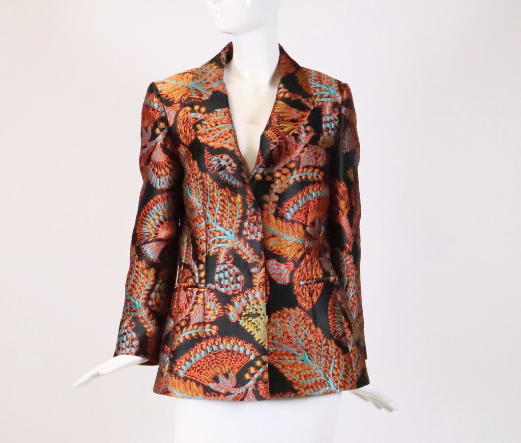 Black and Multi-Color Embroidery Blazer (L)
