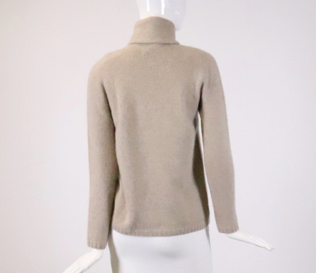 Beige Cashmere Turtleneck Sweater (S)