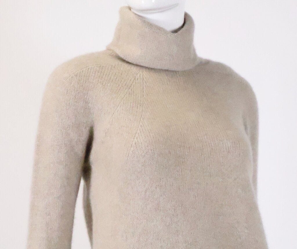 (6) Beige Cashmere Turtleneck Sweater