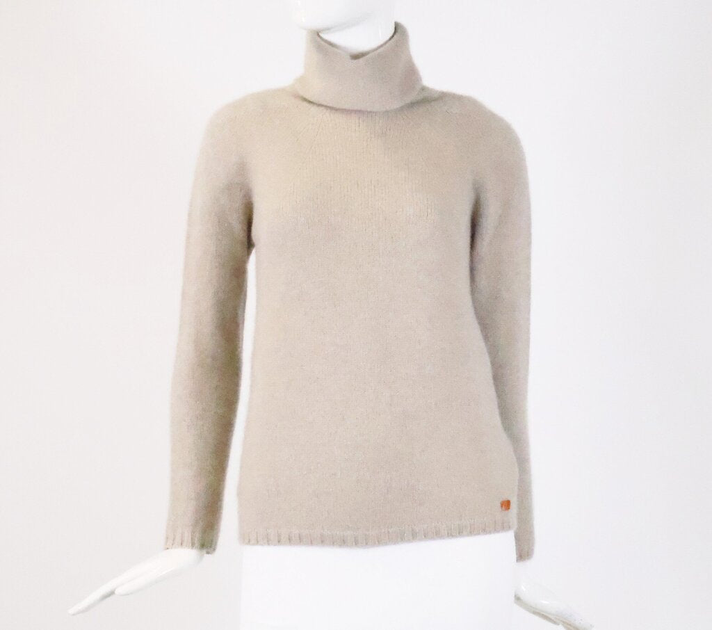 Beige Cashmere Turtleneck Sweater (S)