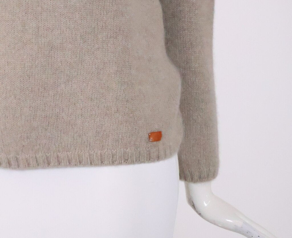 Beige Cashmere Turtleneck Sweater (S)