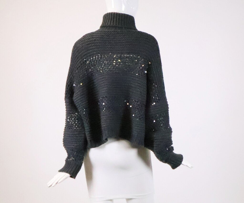 Dark Grey Sequin Turtleneck Sweater (M)