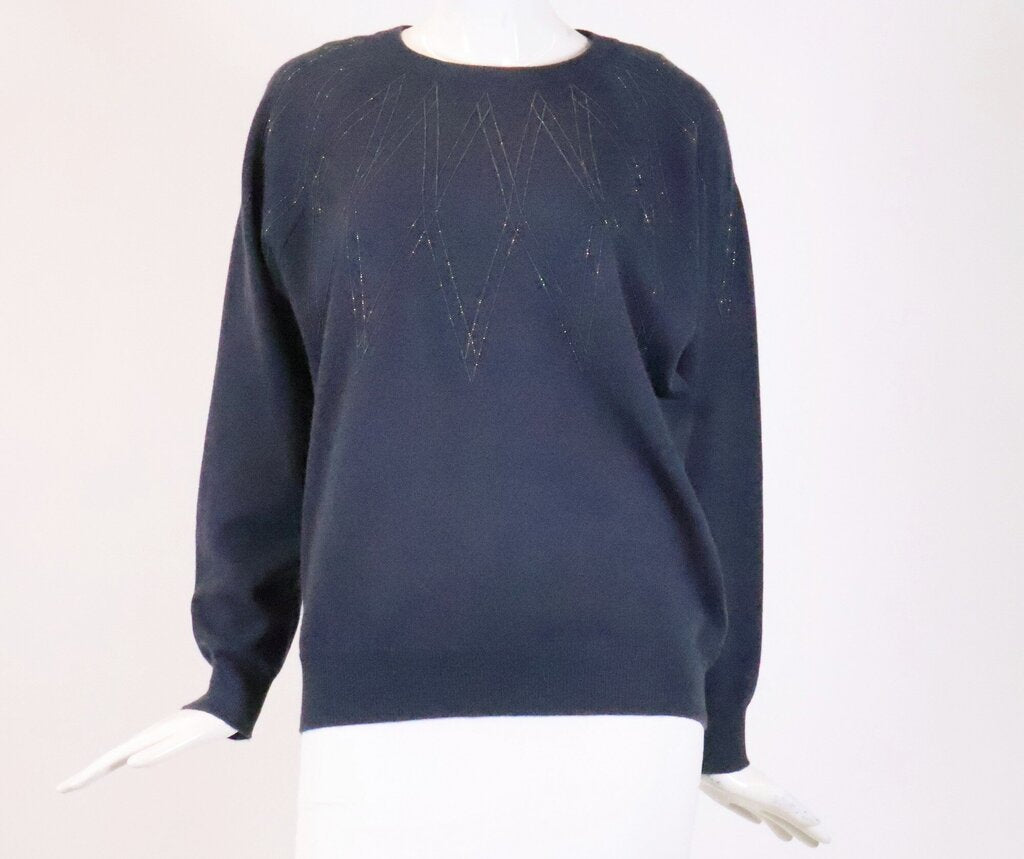 Dark Blue Fractal Monili Collar Sweater (M)