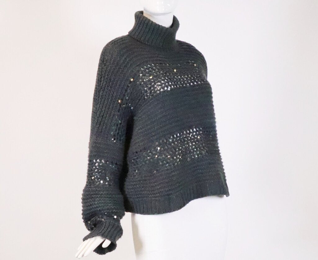 Dark Grey Sequin Turtleneck Sweater (M)