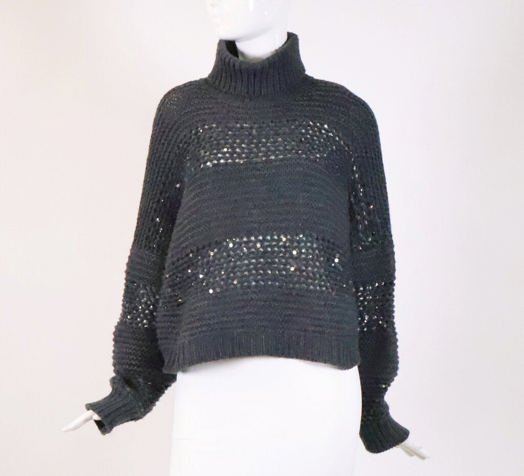 Dark Grey Sequin Turtleneck Sweater (M)