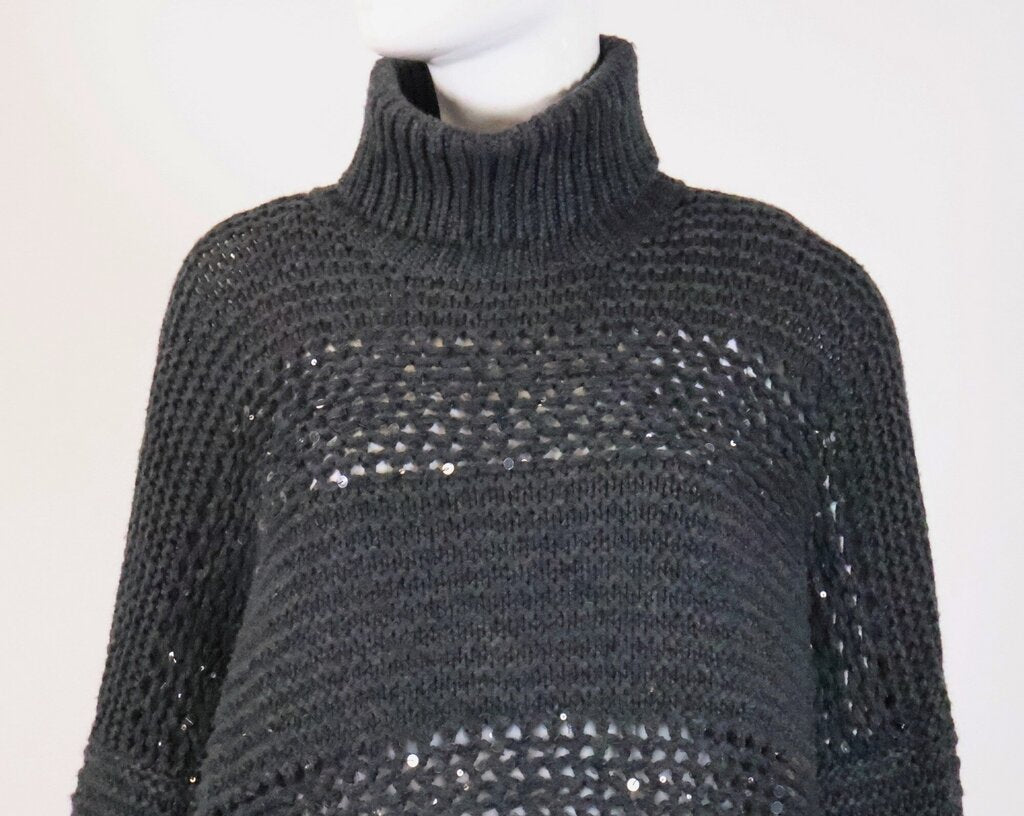 Dark Grey Sequin Turtleneck Sweater (M)