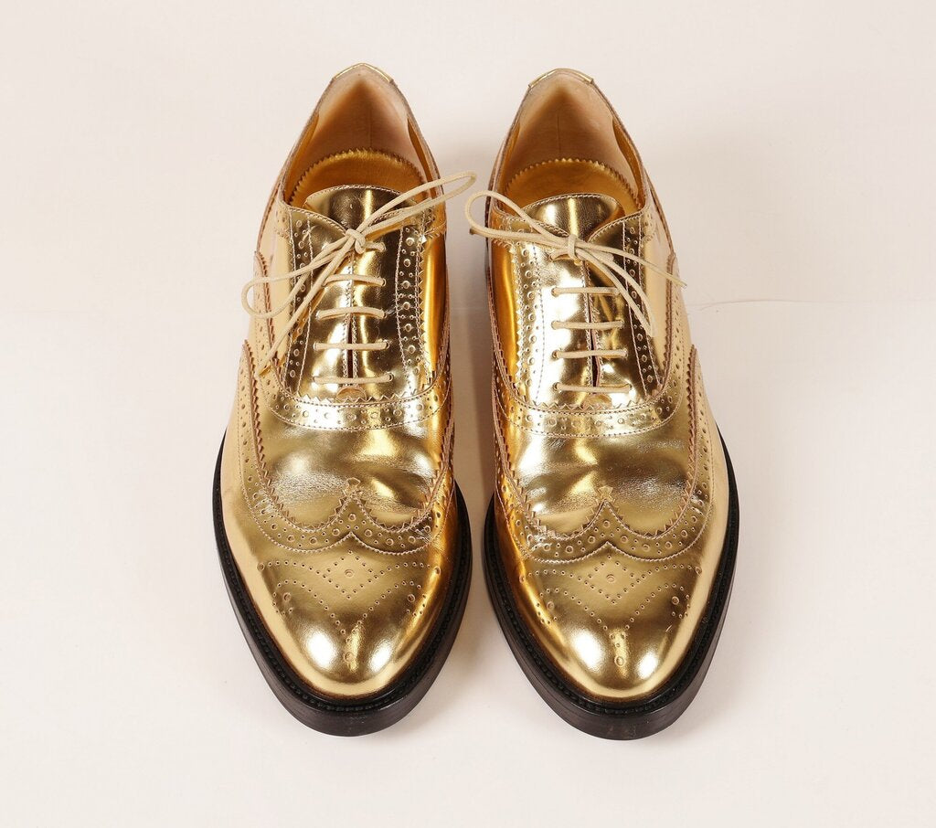 Gold Metallic Leather Oxfords (10)