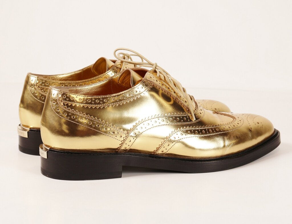 Gold Metallic Leather Oxfords (10)
