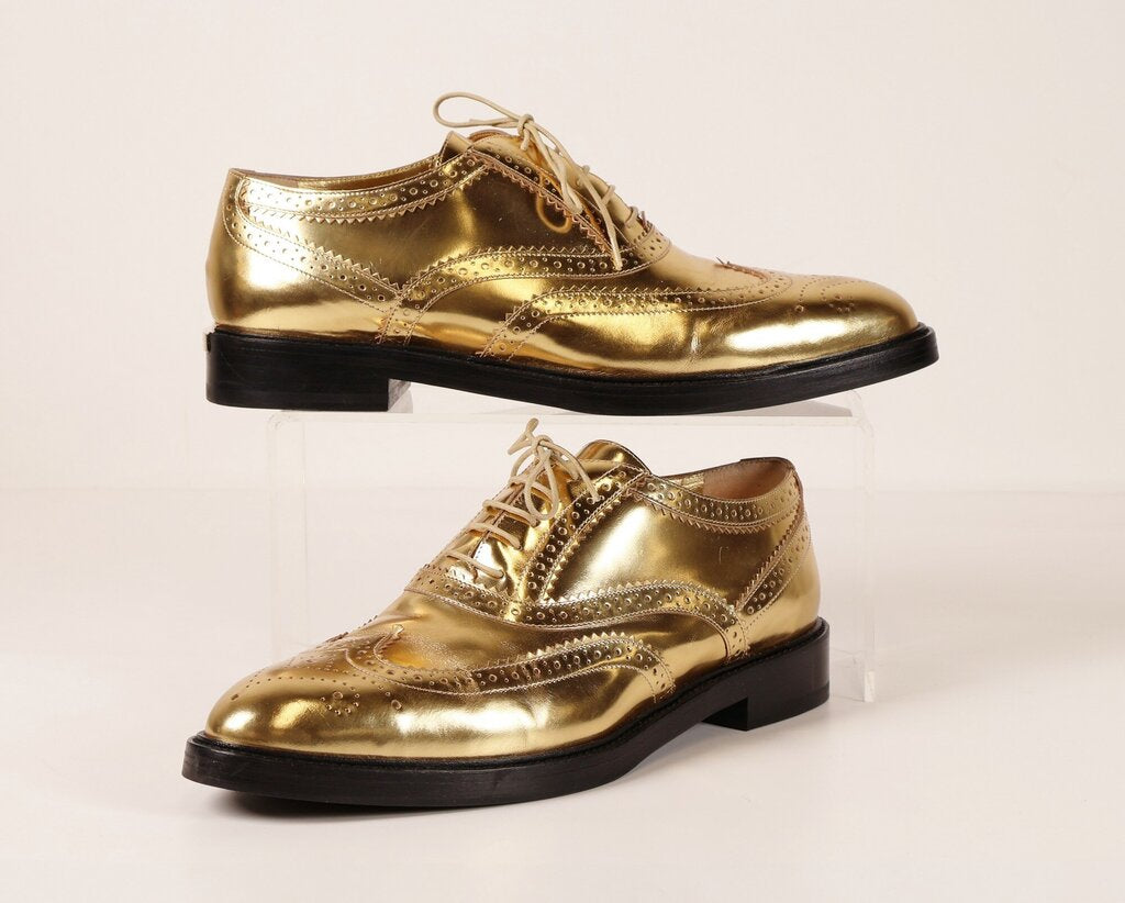 Gold Metallic Leather Oxfords (10)