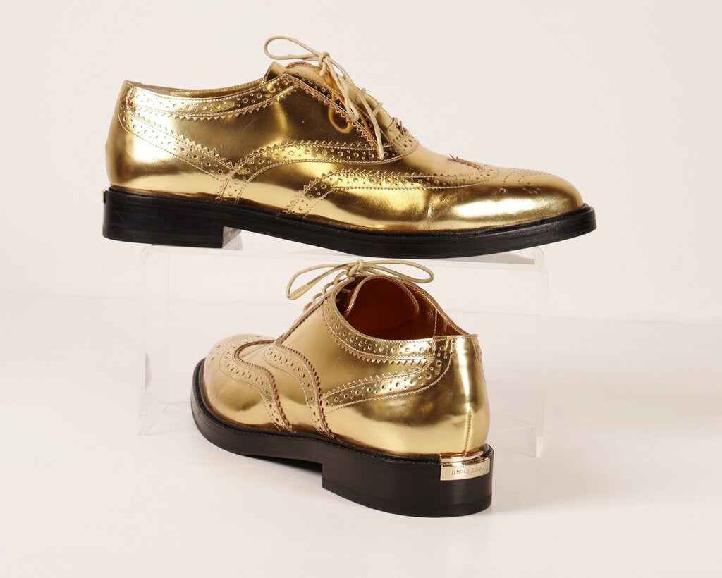 Gold Metallic Leather Oxfords (10)