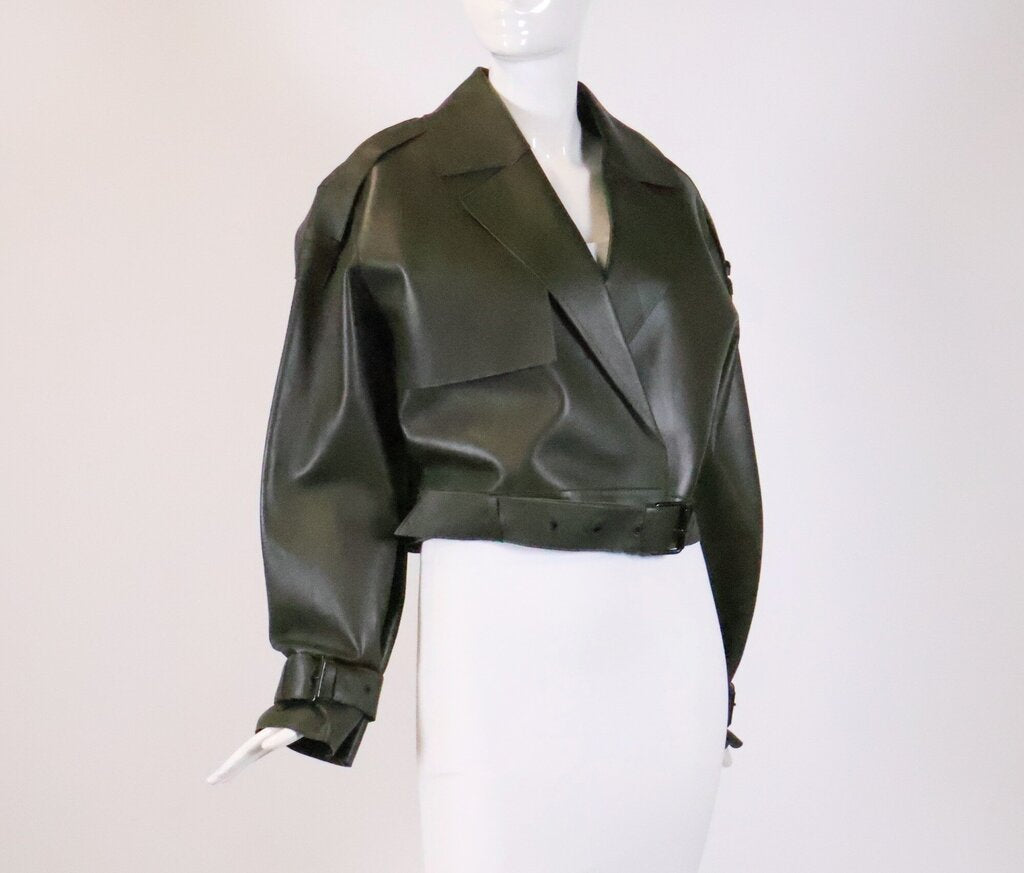 Olive Green Leather Jacket (M)