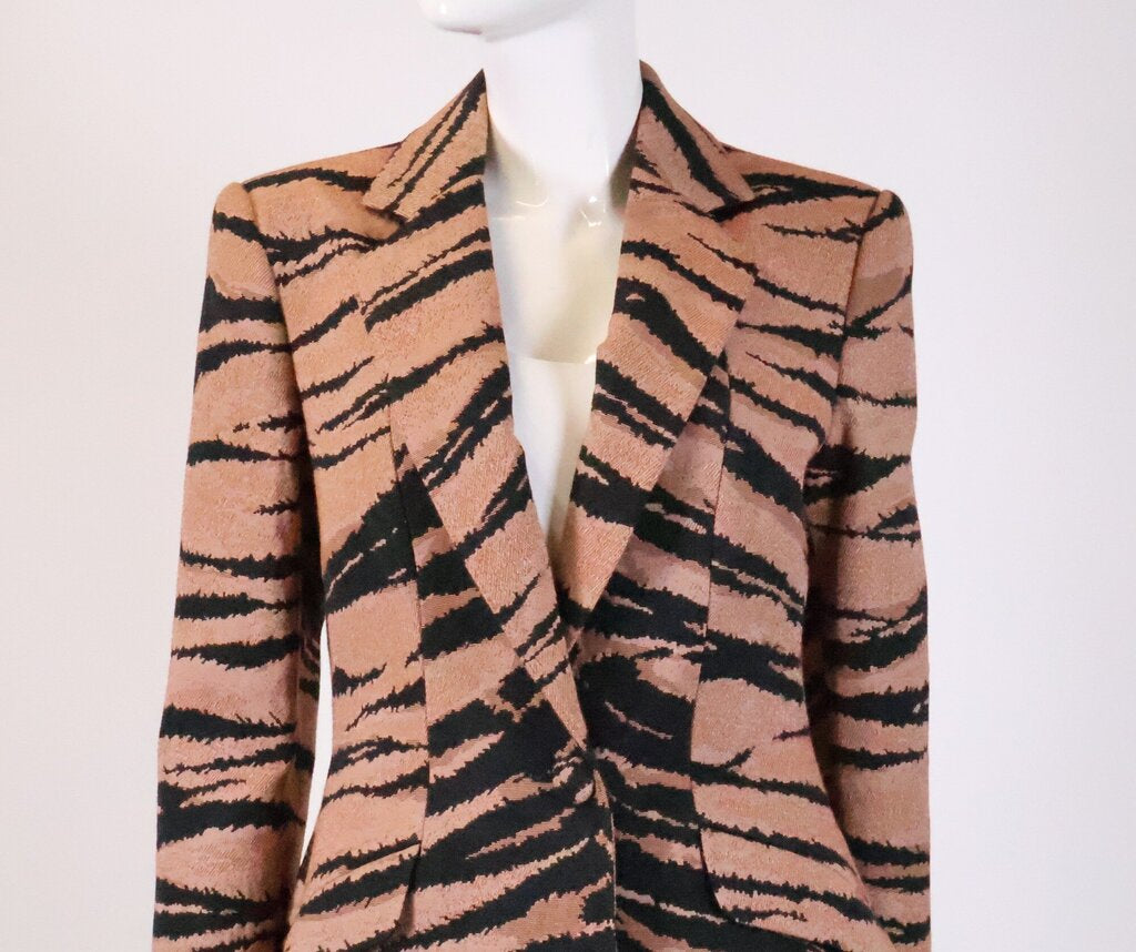 Orange and Black Tiger Jacquard Blazer (S)