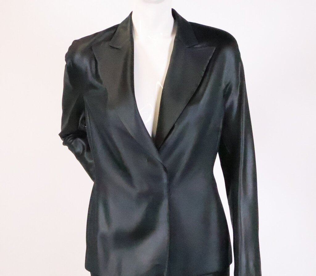Black Satin Skirt Suit (XS)