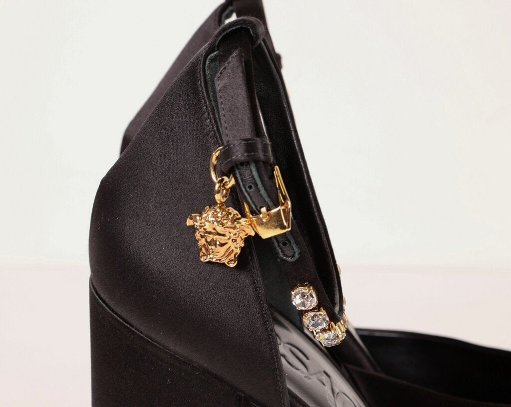 Black Silk Mega Platform Pumps (9.5)