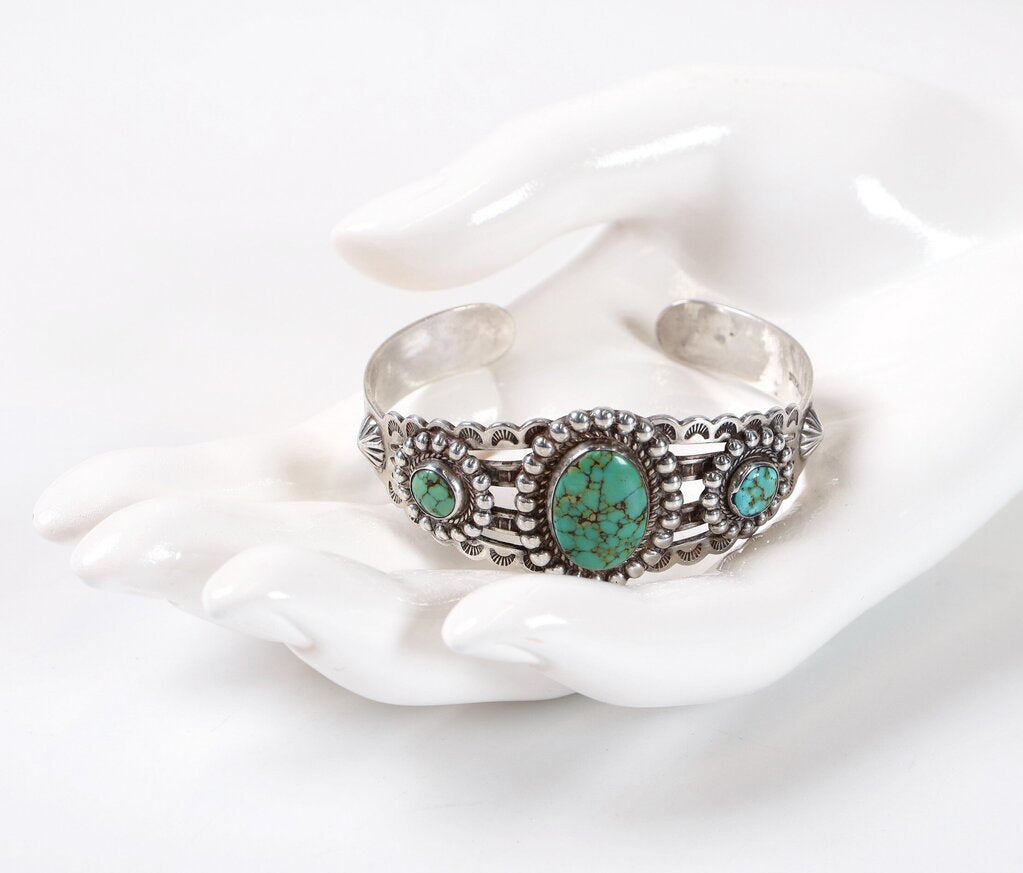 Sterling and Turquoise Navajo Cuff