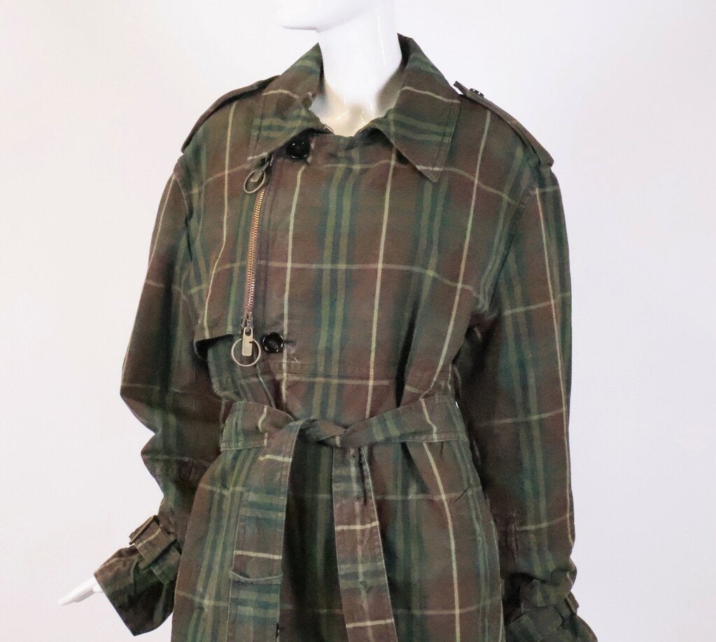Check Cotton Trench Coat (XL)