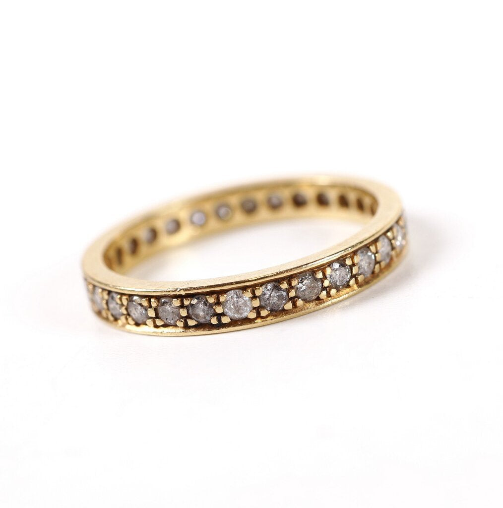 last chance! 18K Gold Flat Edge Pave Diamond Eternity Band ()