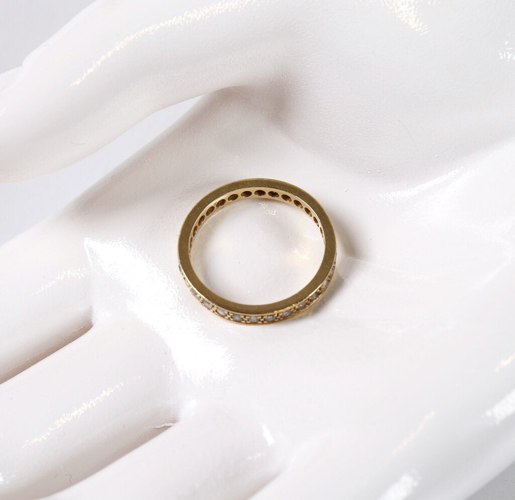 last chance! 18K Gold Flat Edge Pave Diamond Eternity Band ()