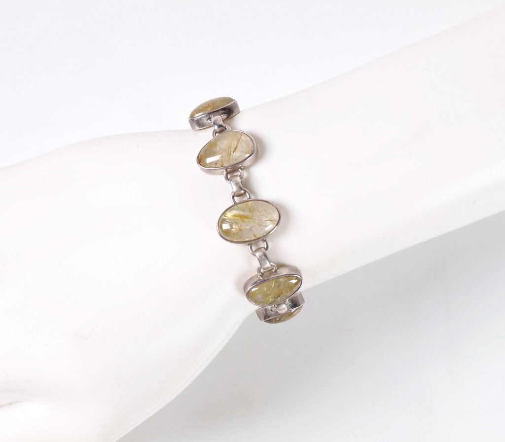 sterling and rutilated quartz bracelet