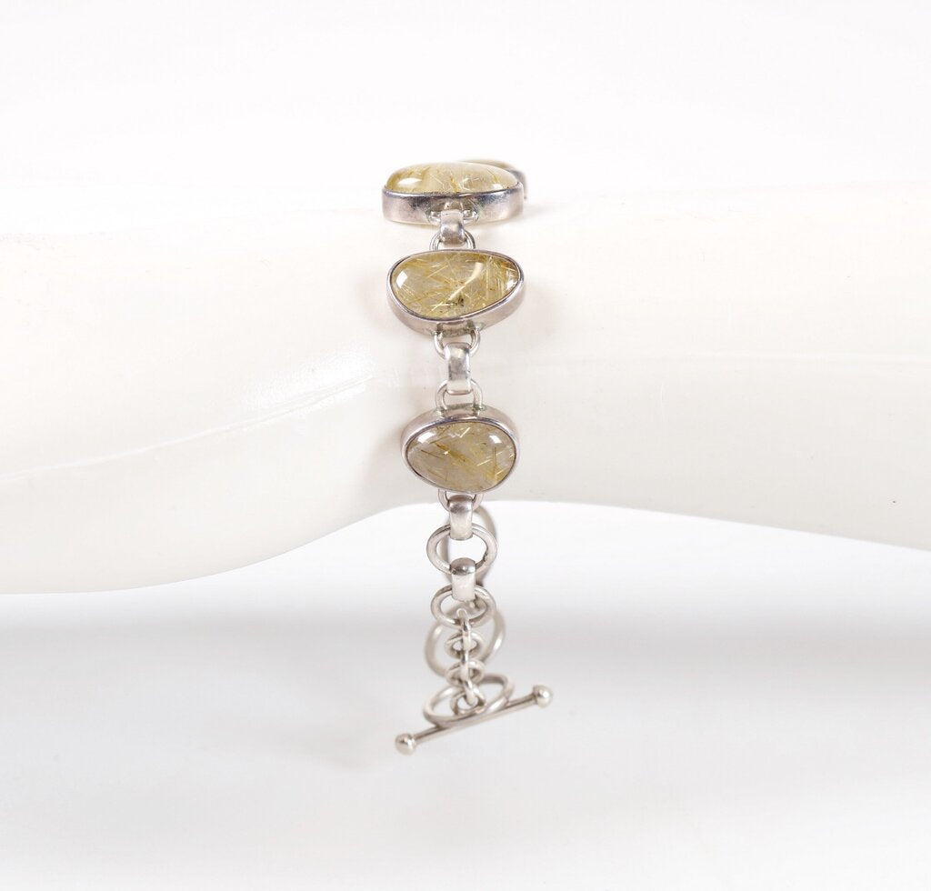 sterling and rutilated quartz bracelet