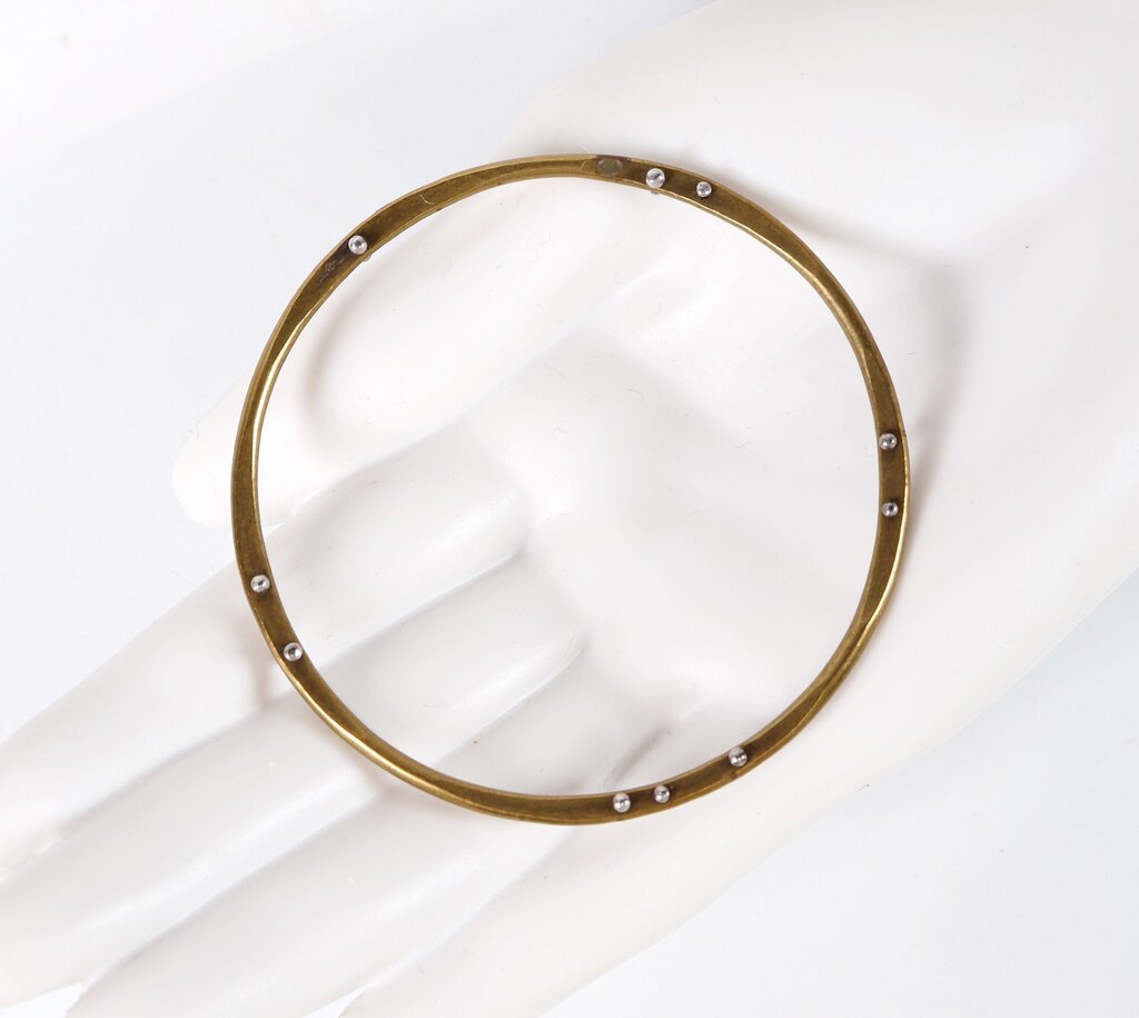 Brass Bangle with Silver Accents