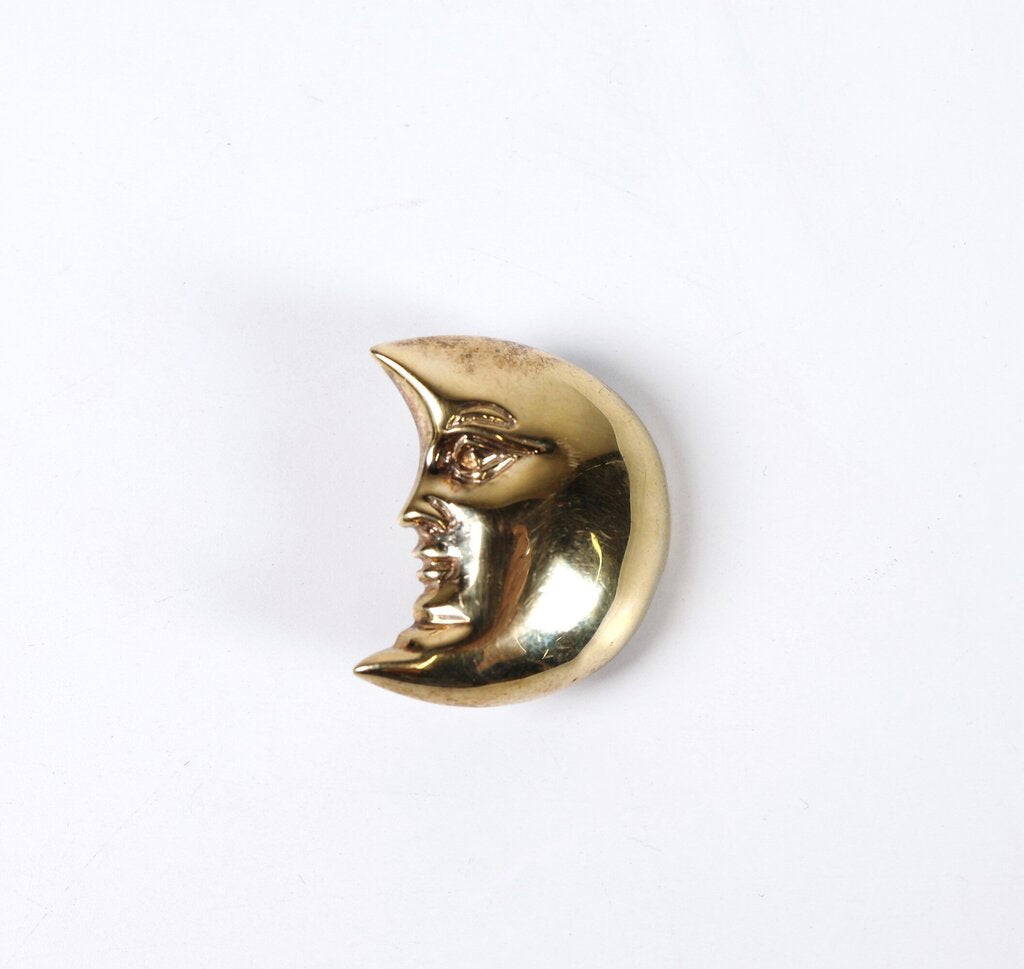 last chance! Sterling and 22K Gold Plate Half Moon Brooch