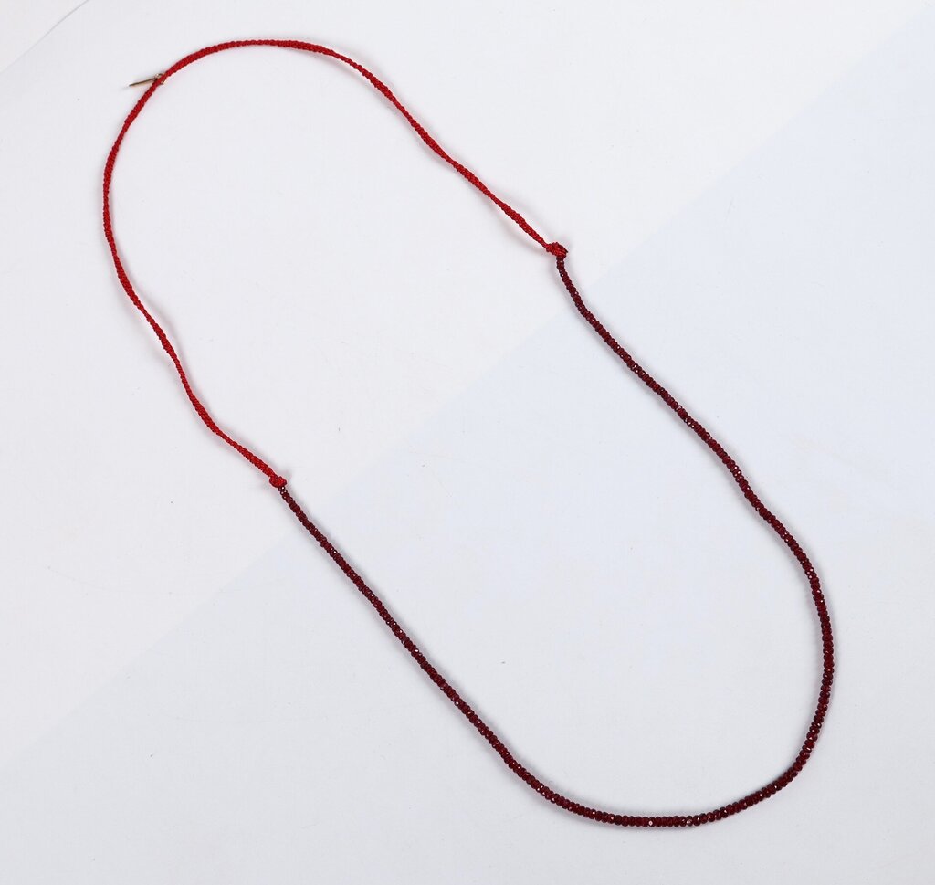 Faceted Ruby Bead and Silk Necklace