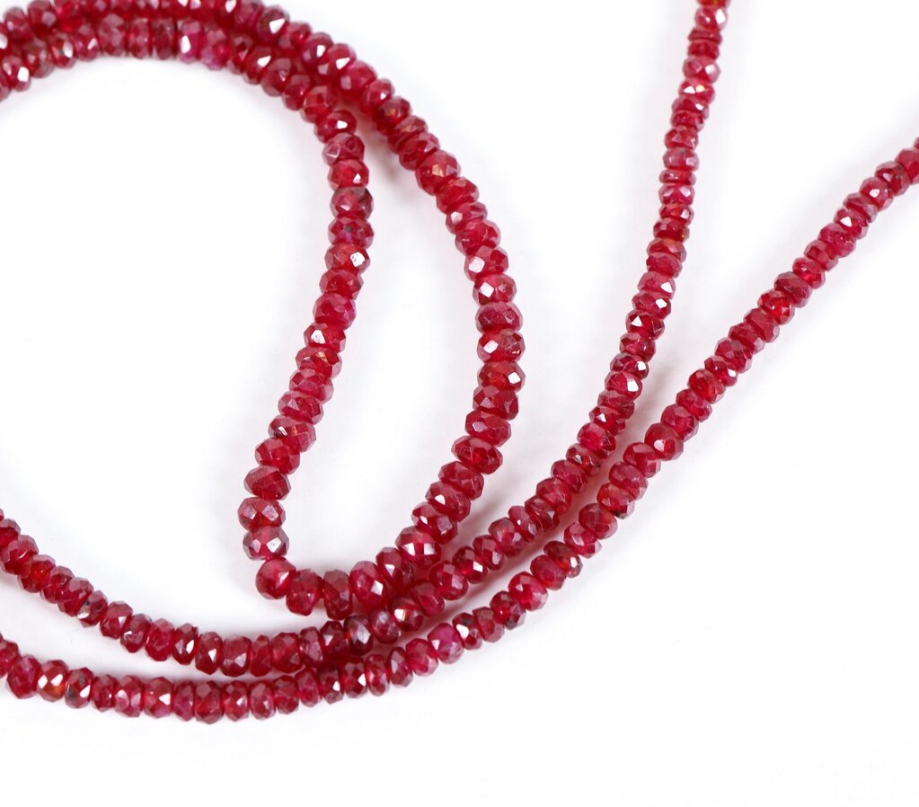 Faceted Ruby Bead and Silk Necklace