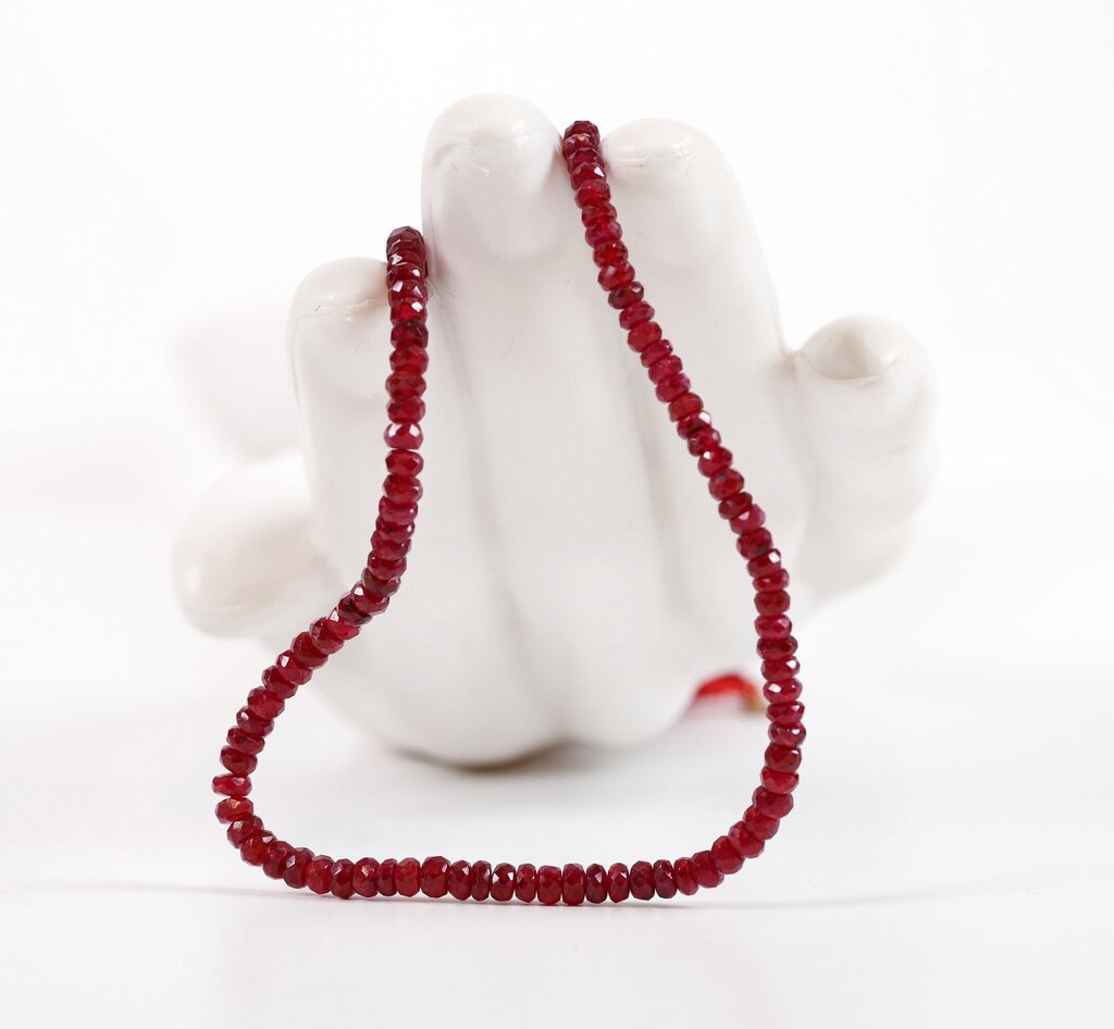 Faceted Ruby Bead and Silk Necklace