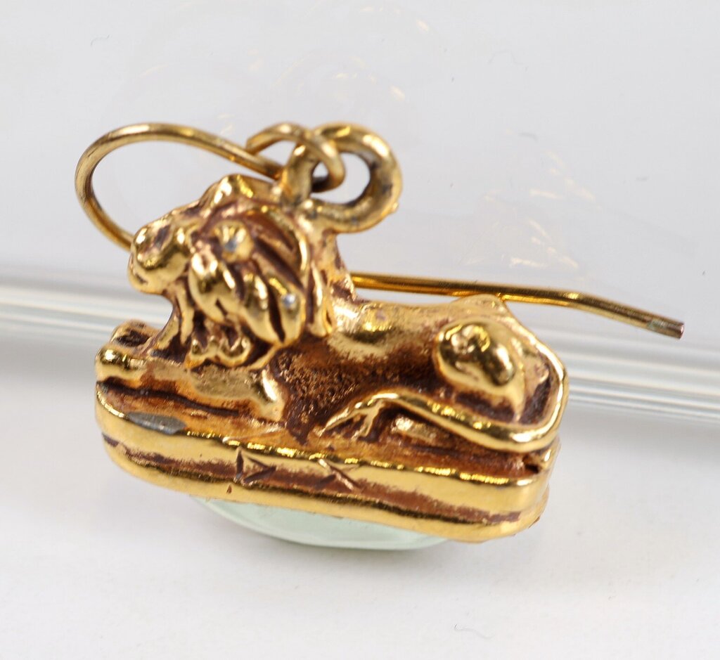 last chance! Gold Plate Sitting Lion Earrings