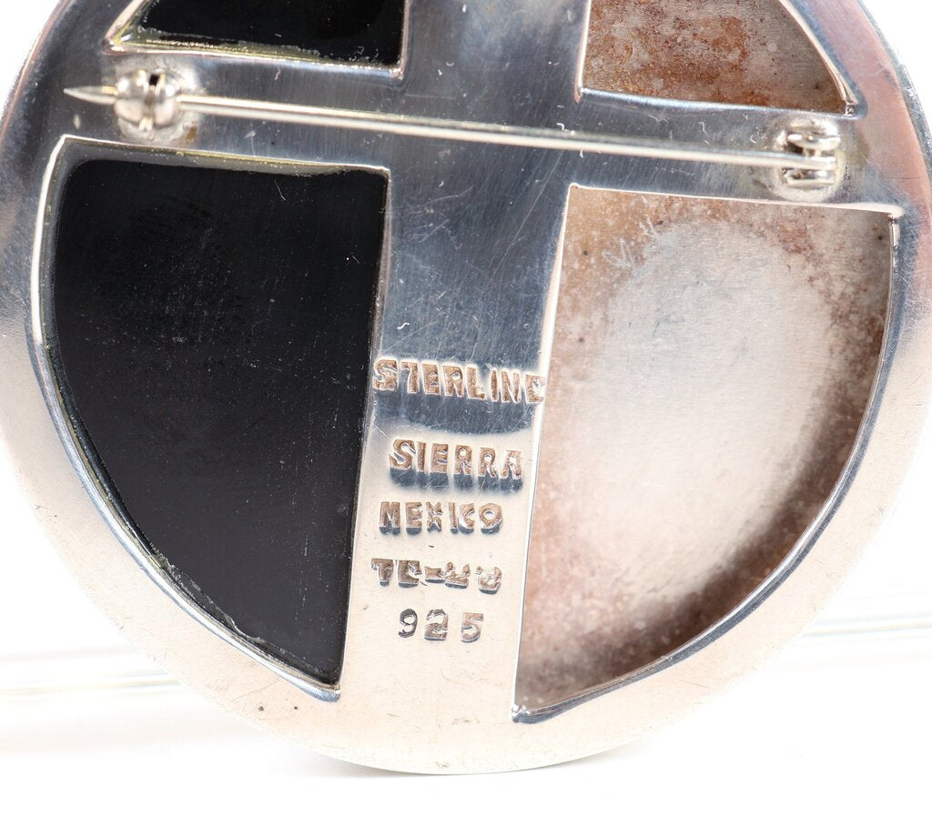 last chance! Sterling and Onyx Brutalist Pin/Pendant
