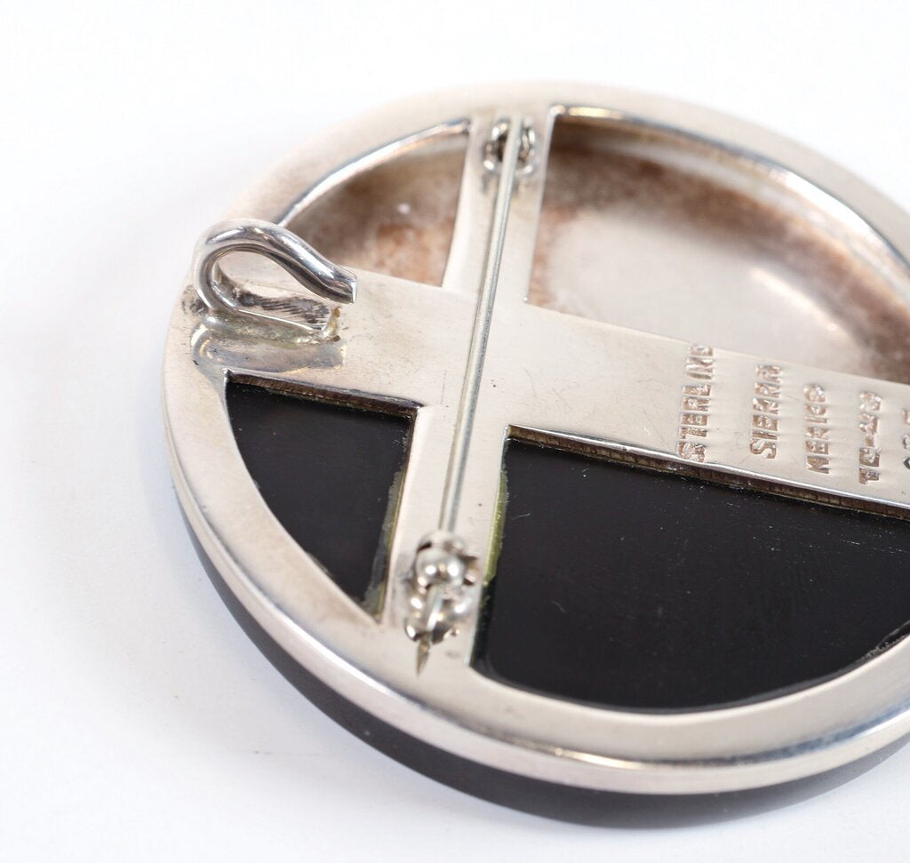 last chance! Sterling and Onyx Brutalist Pin/Pendant