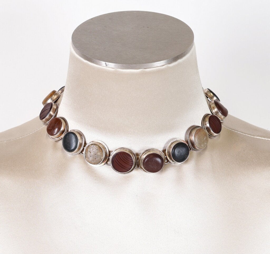 Sterling Recycled Glass and Polished Stone Choker