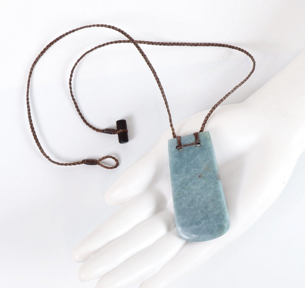 Jade and Waxed Cotton Pendant