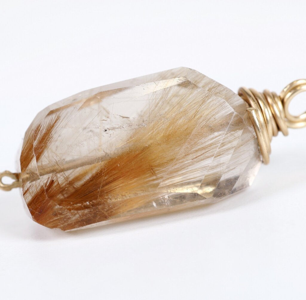 14K Yellow Gold Fill Rutilated Quartz Pendant