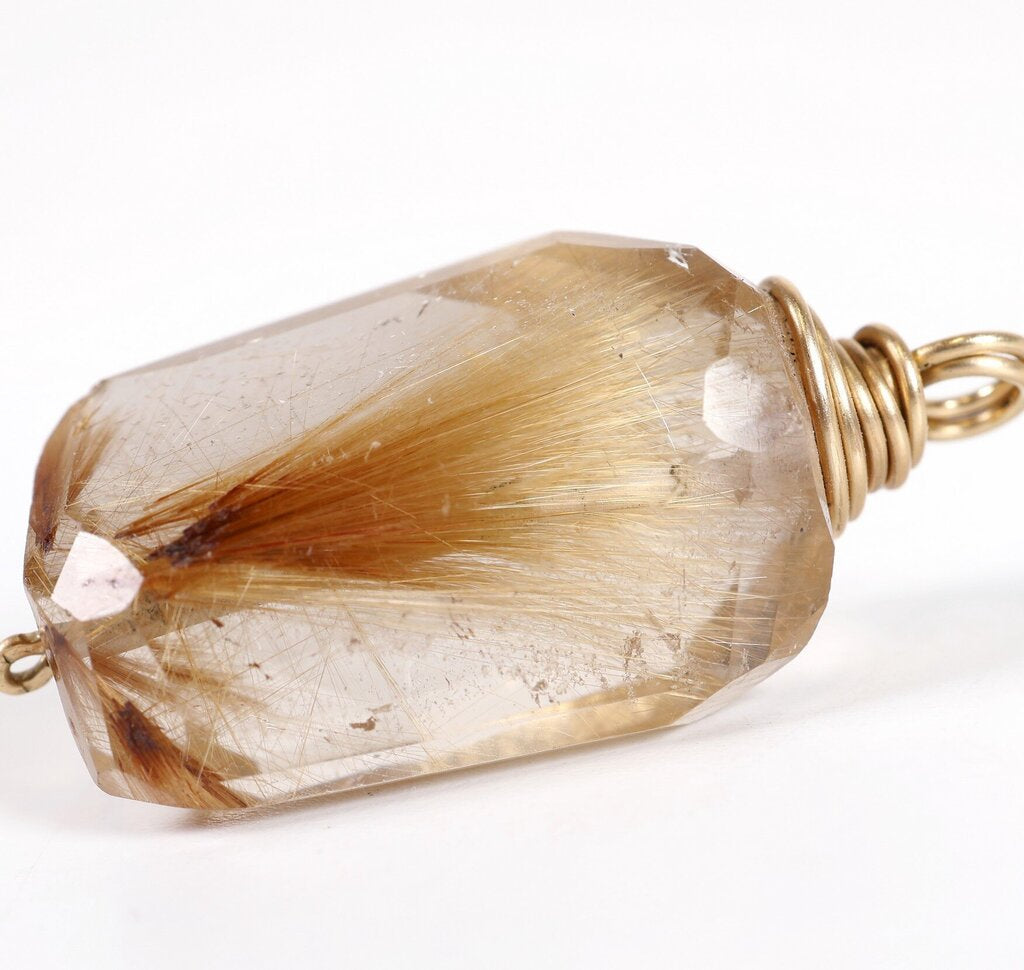 14K Yellow Gold Fill Rutilated Quartz Pendant