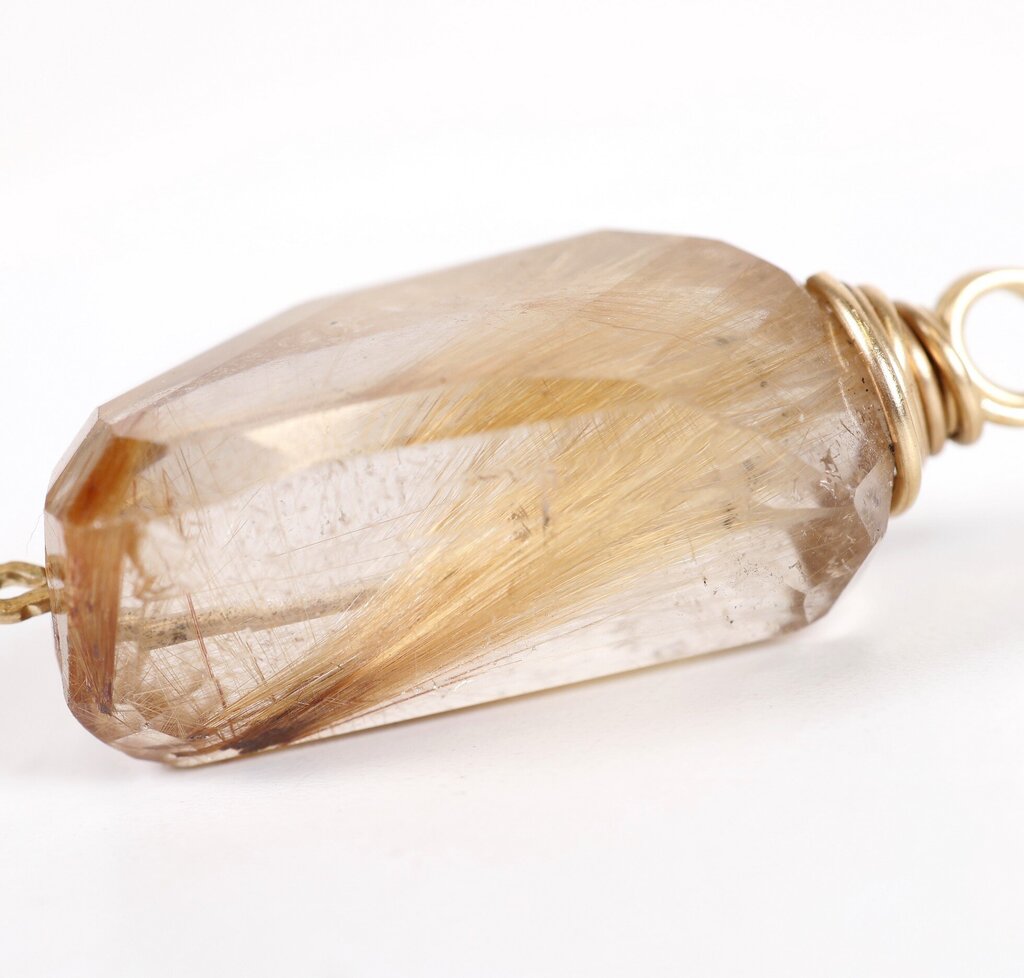 14K Yellow Gold Fill Rutilated Quartz Pendant